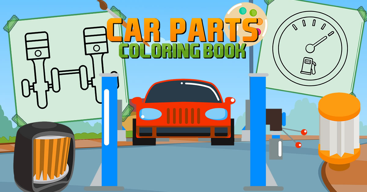 Car Parts Coloring Book - 汽车零件图画书